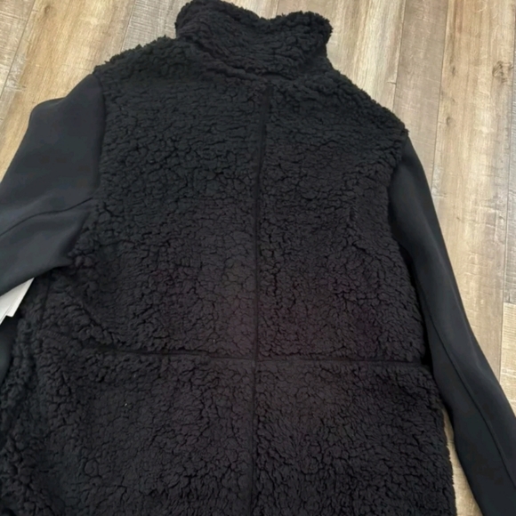 Zella Mix it Up Faux Shearling Jacket Size Medium Black - Picture 3 of 5